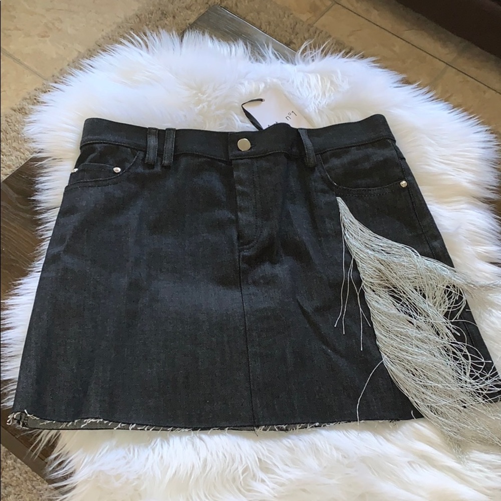 Act N.1 Fringe-Accent Mini Skirt.Denim.Size44